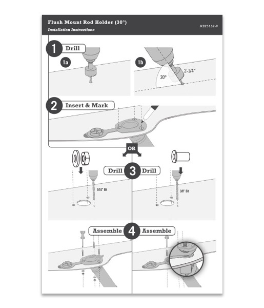 Kayak Flush Mound Rod Holder with Closed-End